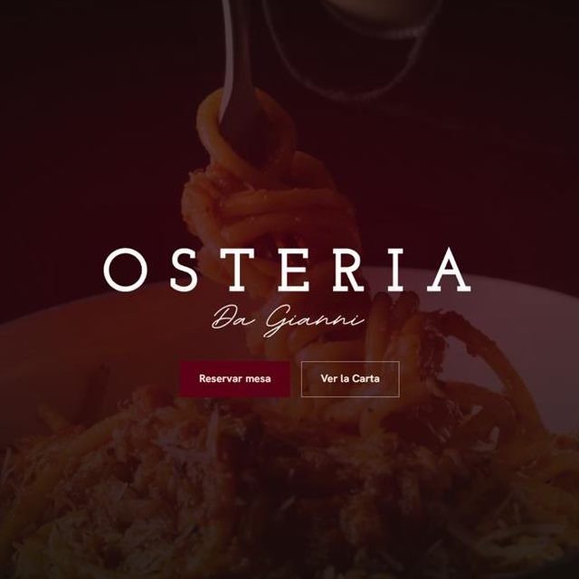 Portada de Osteria da Gianni sobre una fotografia oscura de pasta recien servida.